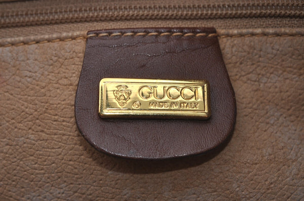 Authentic GUCCI Micro GG PVC Leather Hand Boston Bag Brown Junk L0633