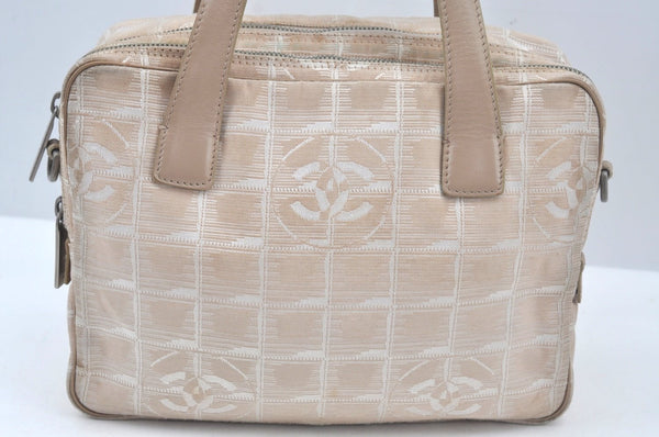 Auth CHANEL New Travel Line 2Way Shoulder Hand Bag Nylon Leather Beige L0644