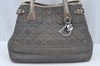Authentic Christian Dior Cannage PVC Shoulder Tote Bag Gray Leather CD L0645