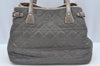 Authentic Christian Dior Cannage PVC Shoulder Tote Bag Gray Leather CD L0645