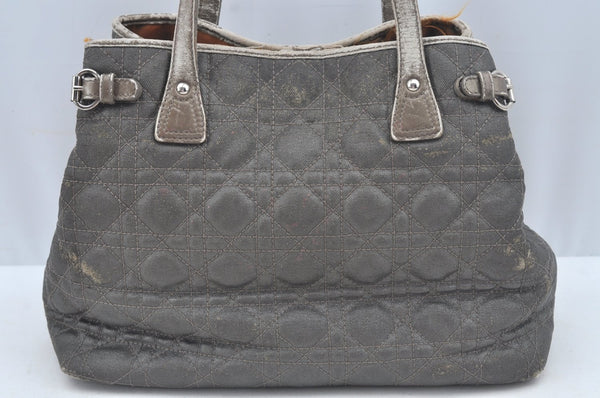Authentic Christian Dior Cannage PVC Shoulder Tote Bag Gray Leather CD L0645