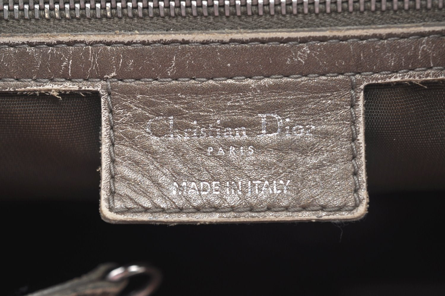 Authentic Christian Dior Cannage PVC Shoulder Tote Bag Gray Leather CD L0645