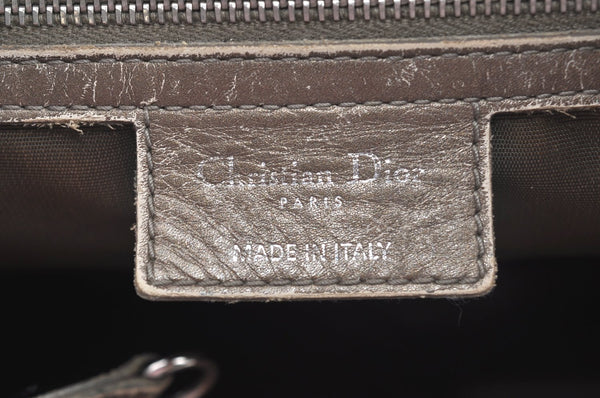 Authentic Christian Dior Cannage PVC Shoulder Tote Bag Gray Leather CD L0645