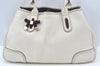 Authentic GUCCI Princy Leather Shoulder Tote Bag 163805 White L0647
