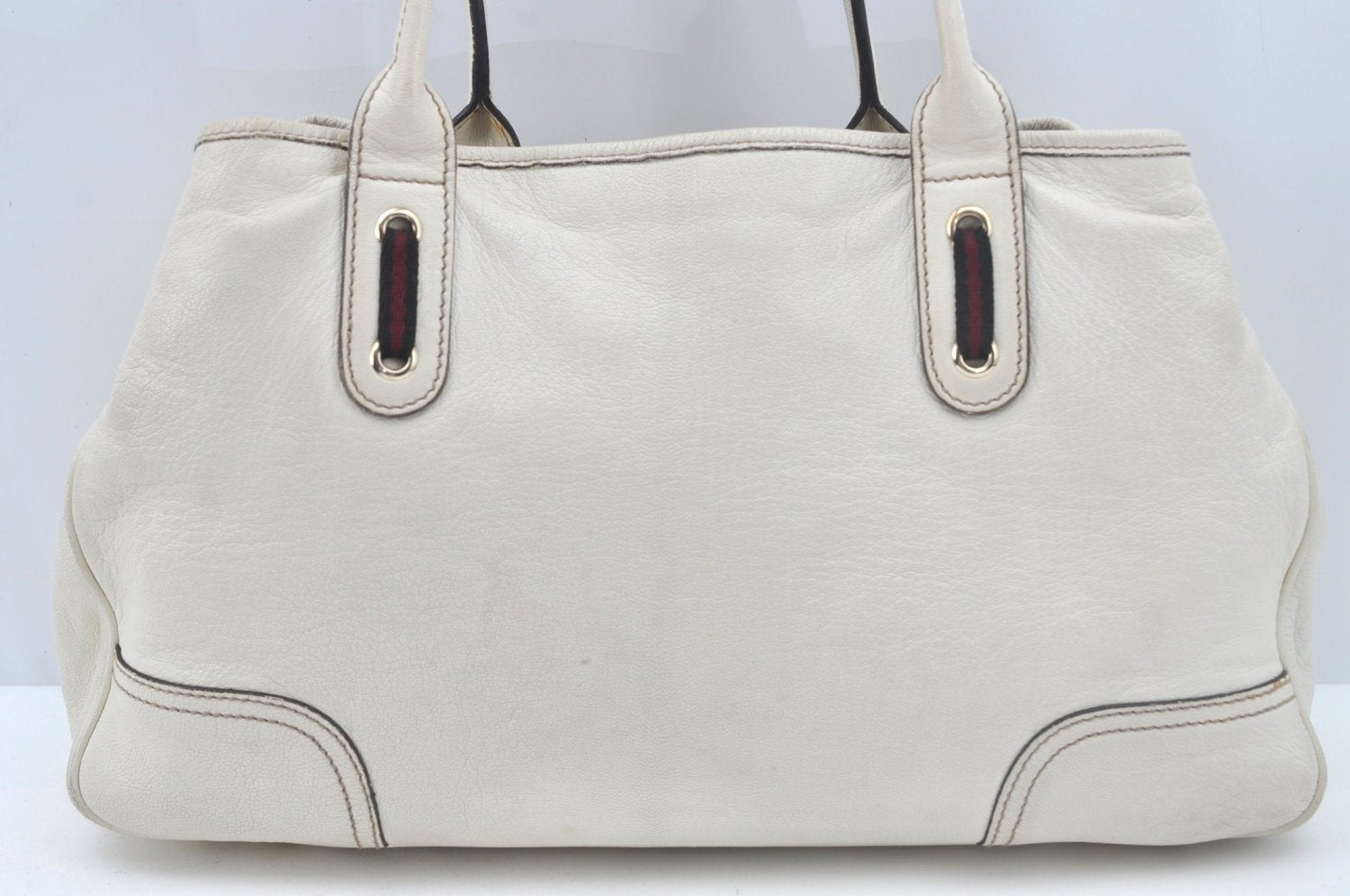 Authentic GUCCI Princy Leather Shoulder Tote Bag 163805 White L0647