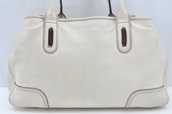 Authentic GUCCI Princy Leather Shoulder Tote Bag 163805 White L0647