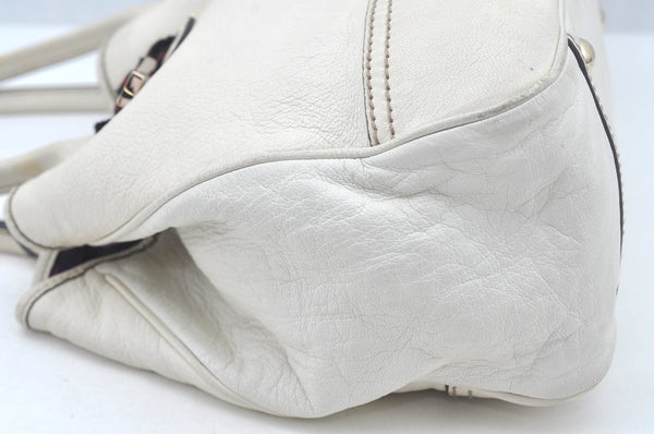 Authentic GUCCI Princy Leather Shoulder Tote Bag 163805 White L0647