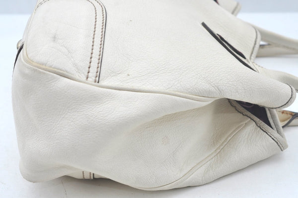 Authentic GUCCI Princy Leather Shoulder Tote Bag 163805 White L0647