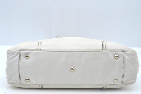 Authentic GUCCI Princy Leather Shoulder Tote Bag 163805 White L0647