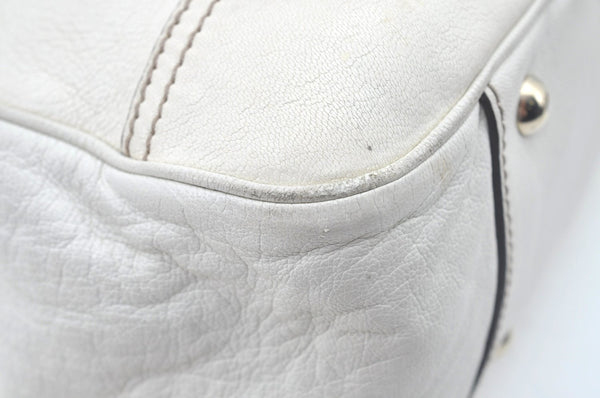 Authentic GUCCI Princy Leather Shoulder Tote Bag 163805 White L0647