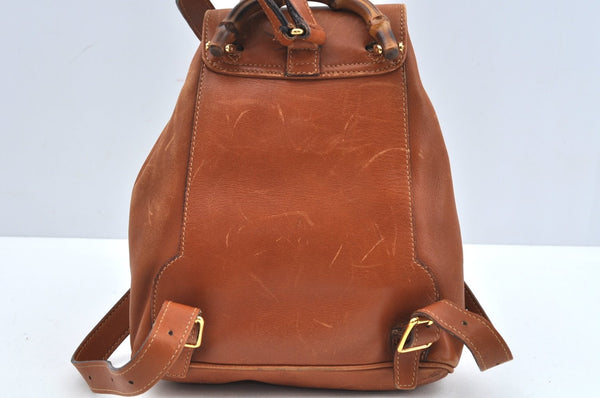 Authentic GUCCI Bamboo Backpack Leather Brown L0651