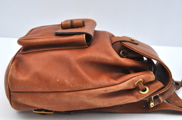 Authentic GUCCI Bamboo Backpack Leather Brown L0651