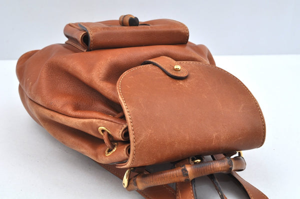 Authentic GUCCI Bamboo Backpack Leather Brown L0651