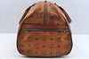 Authentic MCM Visetos Leather Vintage Boston Bag Brown L0655