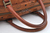 Authentic MCM Visetos Leather Vintage Boston Bag Brown L0655