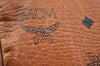 Authentic MCM Visetos Leather Vintage Boston Bag Brown L0655