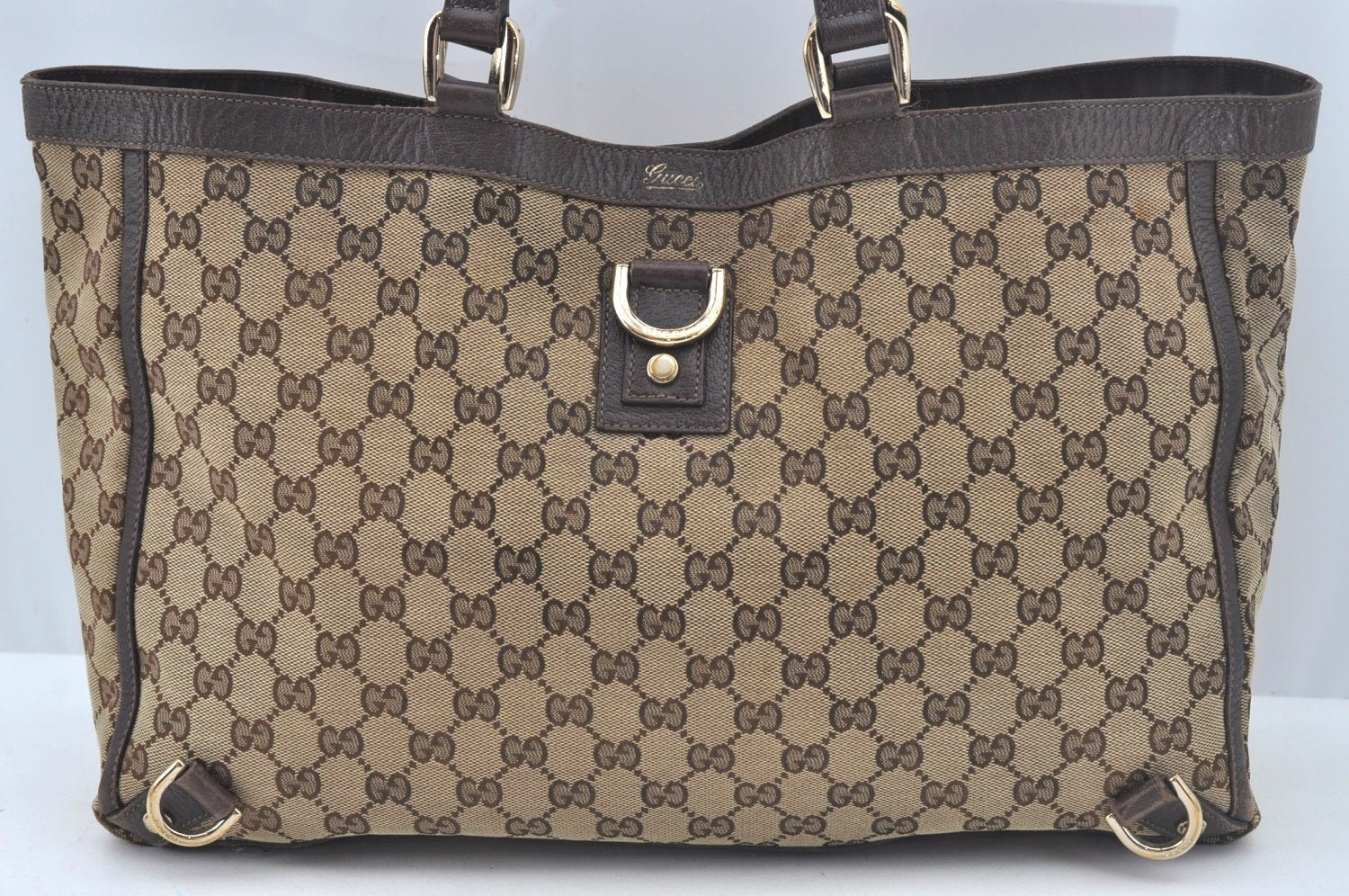 Authentic GUCCI Vintage Shoulder Tote Bag GG Canvas Leather 141472 Brown L0656