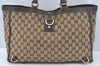Authentic GUCCI Vintage Shoulder Tote Bag GG Canvas Leather 141472 Brown L0656