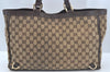 Authentic GUCCI Vintage Shoulder Tote Bag GG Canvas Leather 141472 Brown L0656