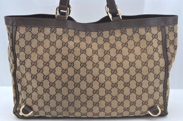 Authentic GUCCI Vintage Shoulder Tote Bag GG Canvas Leather 141472 Brown L0656