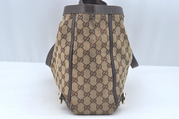Authentic GUCCI Vintage Shoulder Tote Bag GG Canvas Leather 141472 Brown L0656