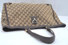 Authentic GUCCI Vintage Shoulder Tote Bag GG Canvas Leather 141472 Brown L0656