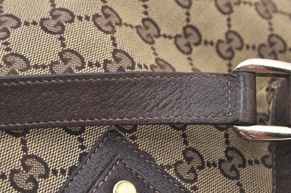 Authentic GUCCI Vintage Shoulder Tote Bag GG Canvas Leather 141472 Brown L0656