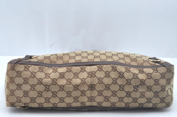 Authentic GUCCI Vintage Shoulder Tote Bag GG Canvas Leather 141472 Brown L0656