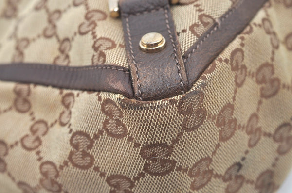 Authentic GUCCI Vintage Shoulder Tote Bag GG Canvas Leather 141472 Brown L0656