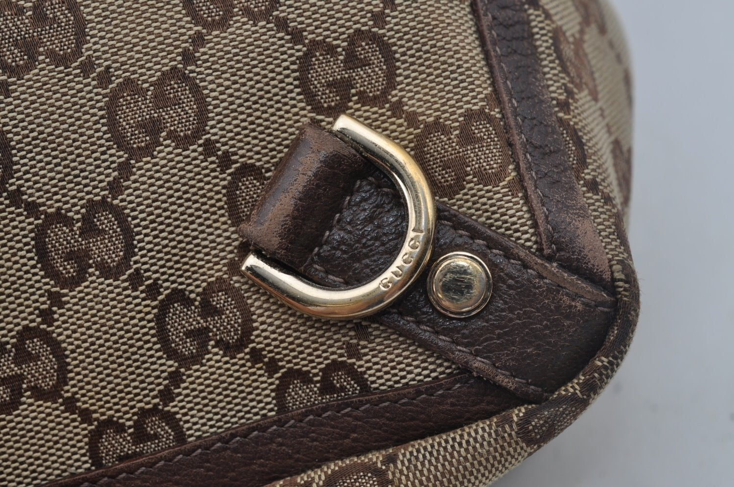 Authentic GUCCI Vintage Shoulder Tote Bag GG Canvas Leather 141472 Brown L0656