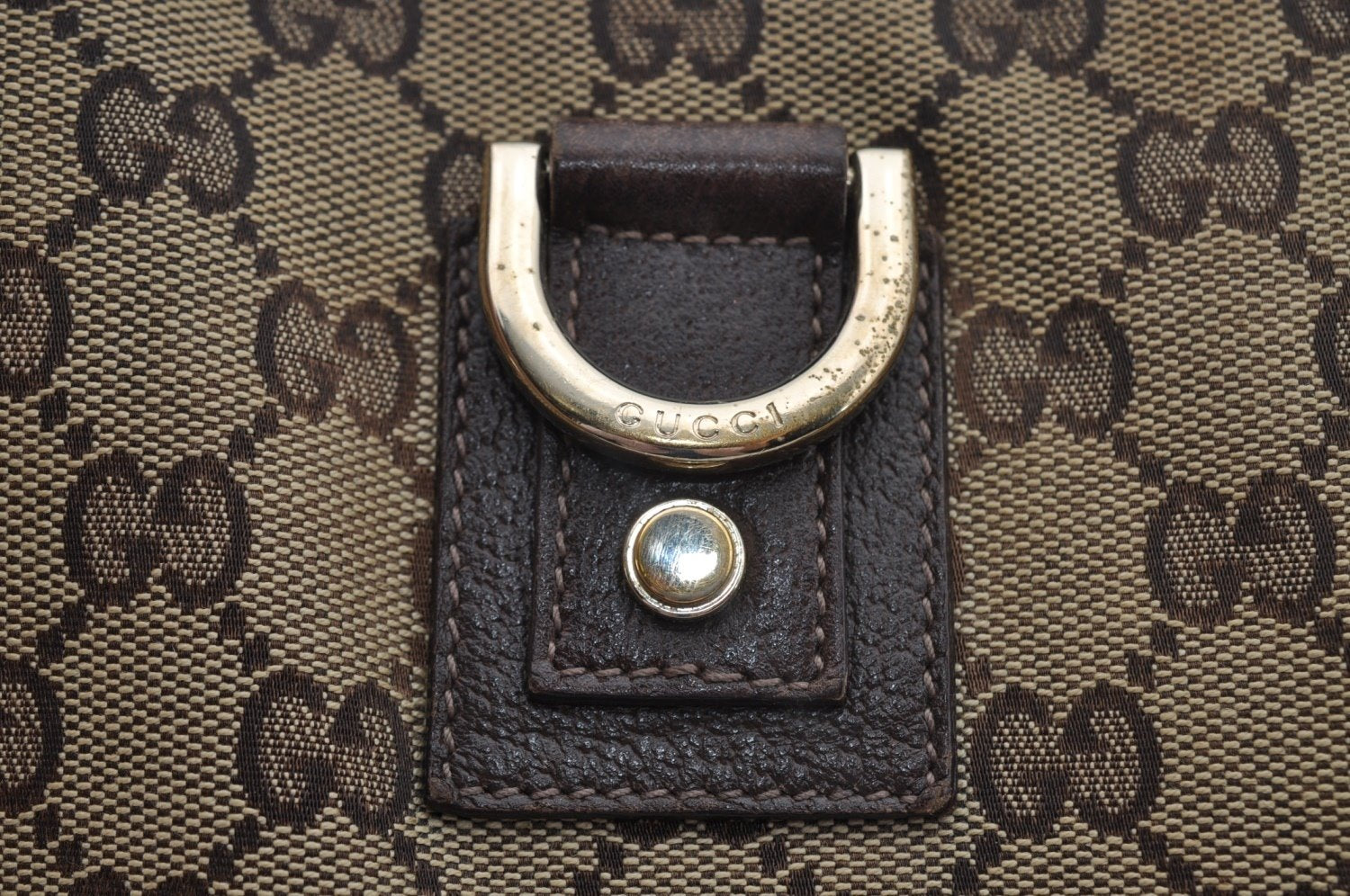 Authentic GUCCI Vintage Shoulder Tote Bag GG Canvas Leather 141472 Brown L0656