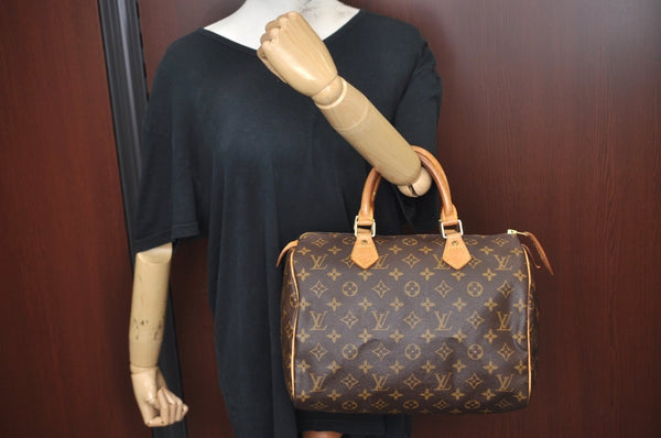 Authentic Louis Vuitton Monogram Speedy 30 Hand Boston Bag M41526 LV L0657