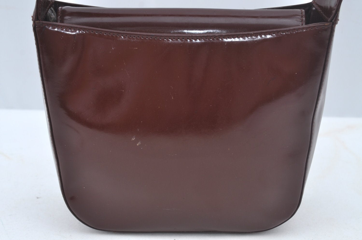 Authentic GUCCI Enamel Hand Bag Brown Junk L0659