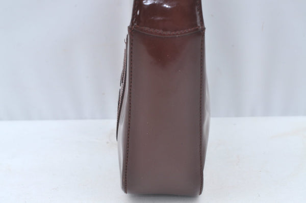 Authentic GUCCI Enamel Hand Bag Brown Junk L0659