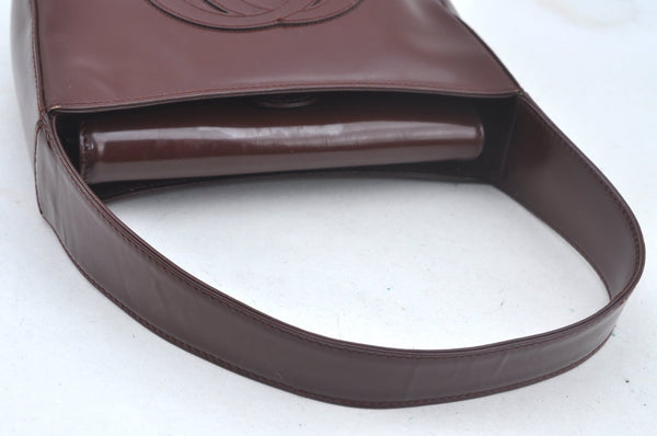 Authentic GUCCI Enamel Hand Bag Brown Junk L0659