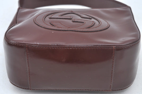 Authentic GUCCI Enamel Hand Bag Brown Junk L0659