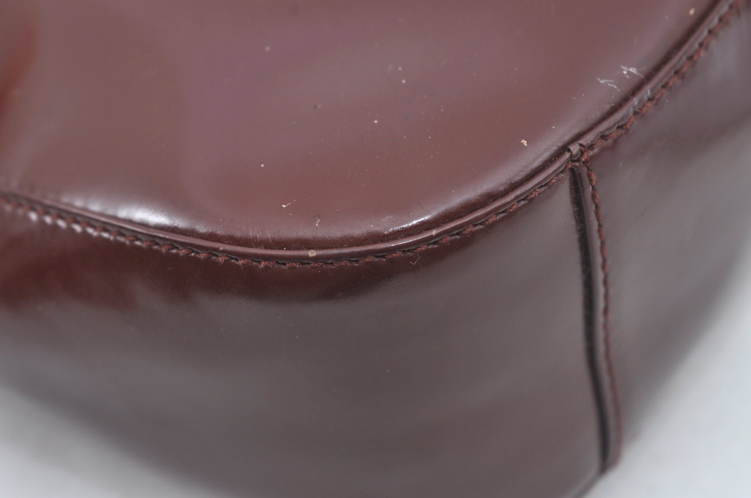 Authentic GUCCI Enamel Hand Bag Brown Junk L0659