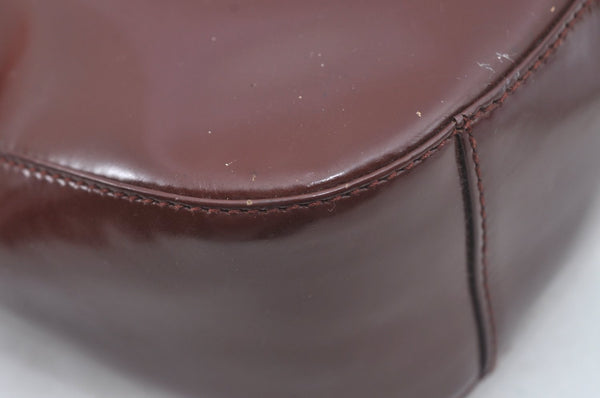 Authentic GUCCI Enamel Hand Bag Brown Junk L0659