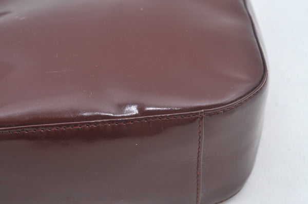 Authentic GUCCI Enamel Hand Bag Brown Junk L0659