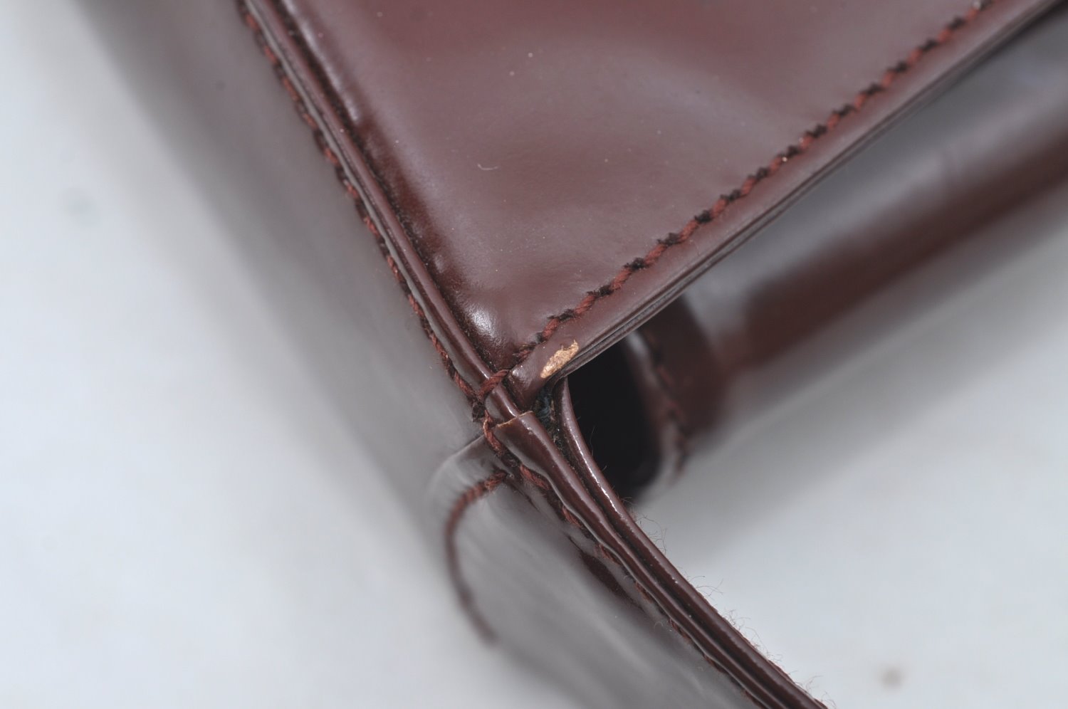 Authentic GUCCI Enamel Hand Bag Brown Junk L0659