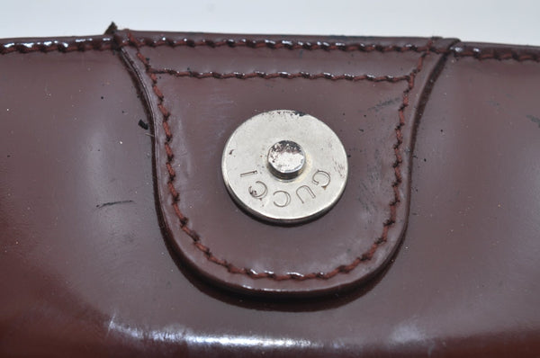 Authentic GUCCI Enamel Hand Bag Brown Junk L0659