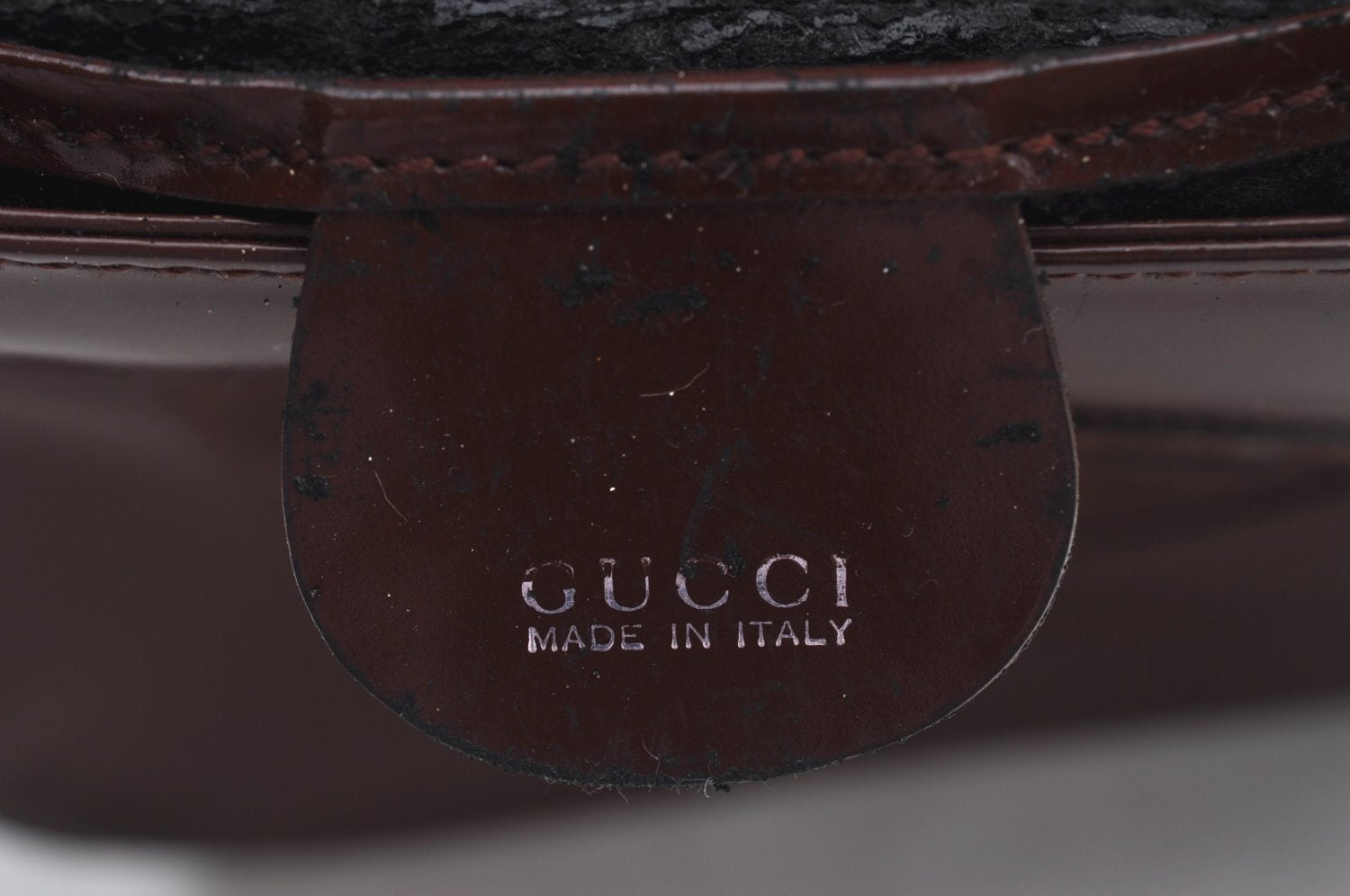 Authentic GUCCI Enamel Hand Bag Brown Junk L0659