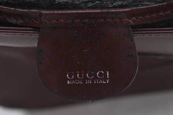 Authentic GUCCI Enamel Hand Bag Brown Junk L0659