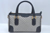 Authentic GUCCI Micro GG PVC Leather Hand Boston Bag Navy L0661