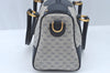 Authentic GUCCI Micro GG PVC Leather Hand Boston Bag Navy L0661
