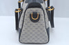 Authentic GUCCI Micro GG PVC Leather Hand Boston Bag Navy L0661