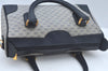 Authentic GUCCI Micro GG PVC Leather Hand Boston Bag Navy L0661