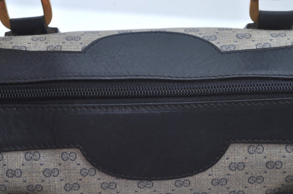 Authentic GUCCI Micro GG PVC Leather Hand Boston Bag Navy L0661