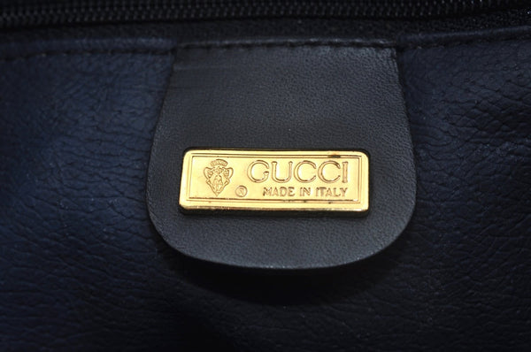 Authentic GUCCI Micro GG PVC Leather Hand Boston Bag Navy L0661