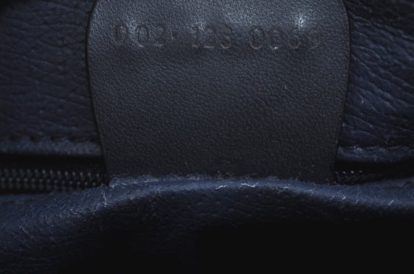 Authentic GUCCI Micro GG PVC Leather Hand Boston Bag Navy L0661